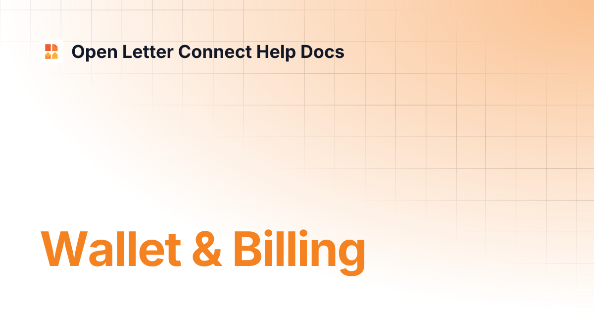Wallet & Billing | Open Letter Connect Help Docs