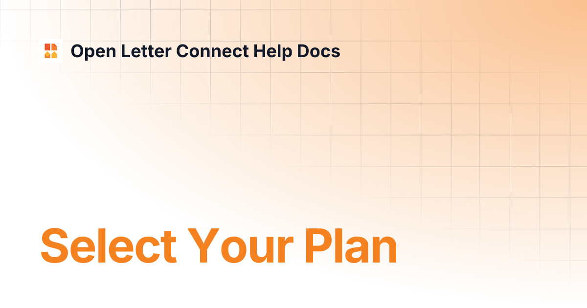 Select Your Plan | Open Letter Connect Help Docs